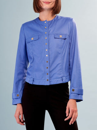 Insight Jackets Insight New York Blue Faux Leather Jacket Women