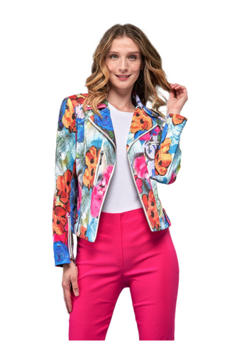 Women's Floral Faux Leather Jacket