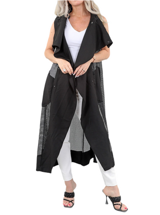 Long Black Mesh Vest
