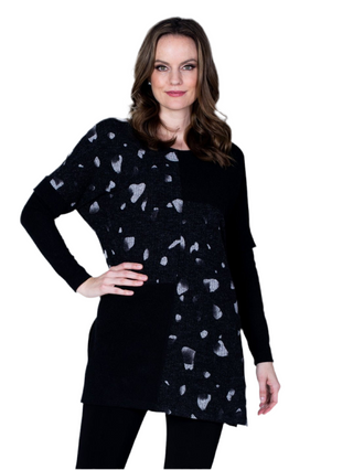 Textured Black Tunic Sweater