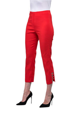Red Side Cutout Capri Pants