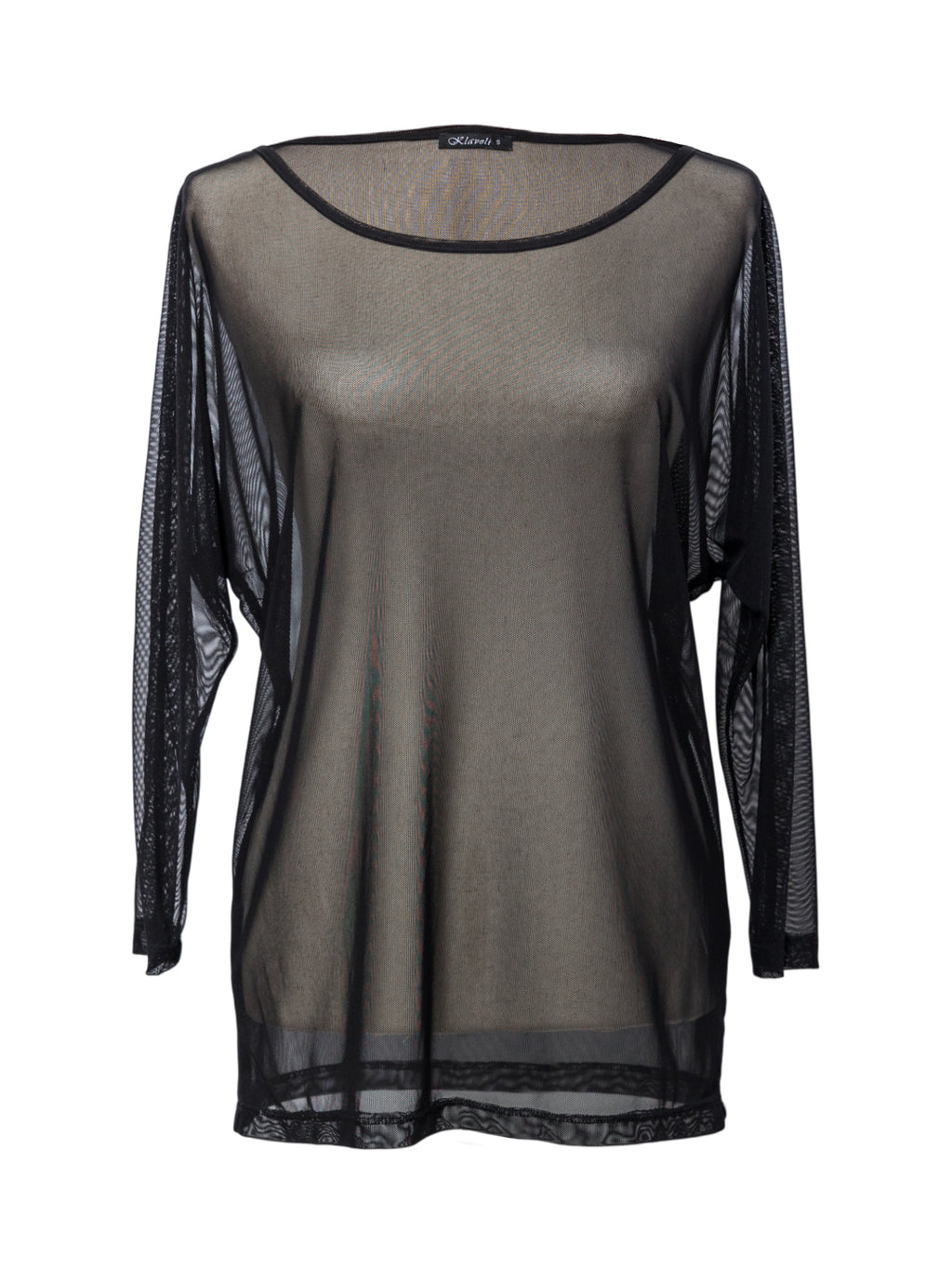 Black Mesh Top Long Sleeve Sheer Mesh Top by Klaveli Lala Love Moda — free download