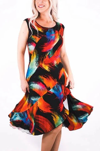 Black-Multicolor Color Print Dress - Lala Love Moda