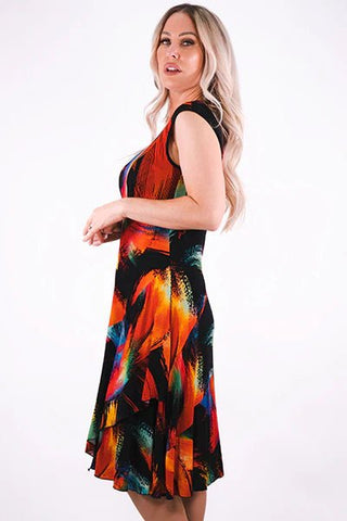 Black-Multicolor Color Print Dress - Lala Love Moda