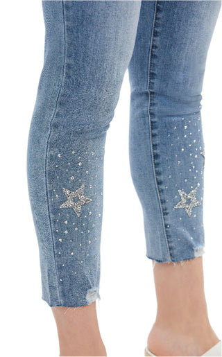 Capri Jeans with Star Embellishments - Lala Love Moda
