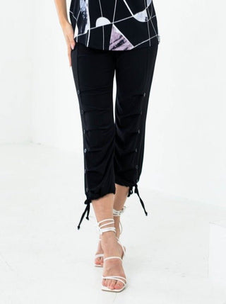 Artex Fashions Women Capri Pants with Buttons and Ties - Lala Love Moda