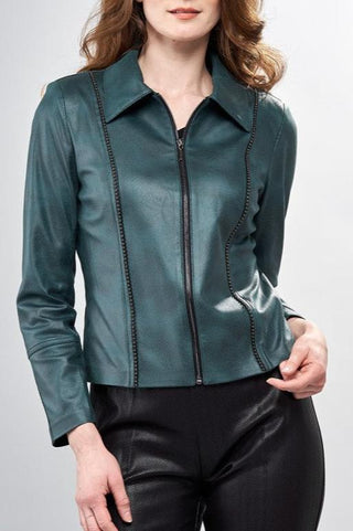 Insight Jackets Insight Clothing Green Faux Leather Jacket