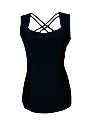 Artex Fashions Women Criss Cross Black Tank Top - Lala Love Moda