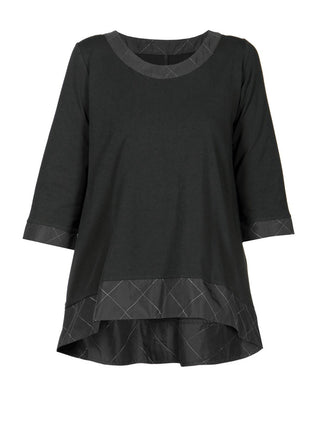 Hi-Low White Stitch Black Tunic - Lala Love Moda