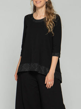 Hi-Low White Stitch Black Tunic - Lala Love Moda
