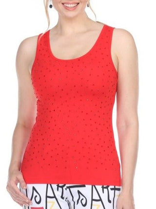 Red Rhinestone Tank Top - Lala Love Moda