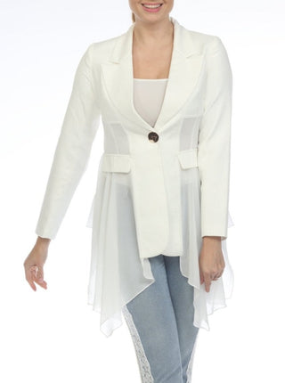 AZI Jeans clothing women's white Sheer Blazer - Lala Love Moda
