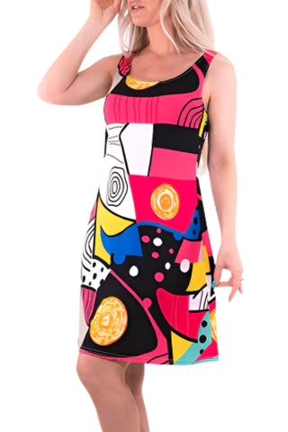 Sleeveless Tank Dress Abstract Print - Lala Love Moda