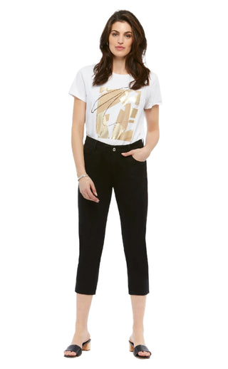 White T-shirt with Gold Graphic - Lala Love Moda