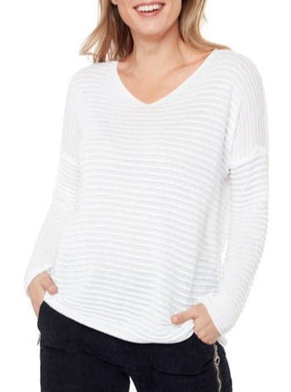 White V-Neck Sweater - Lala Love Moda