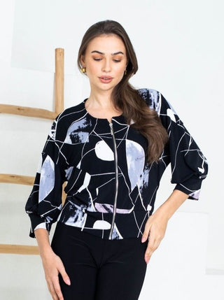 Artex Fashions Zipper Cropped Jacket - Lala Love Moda