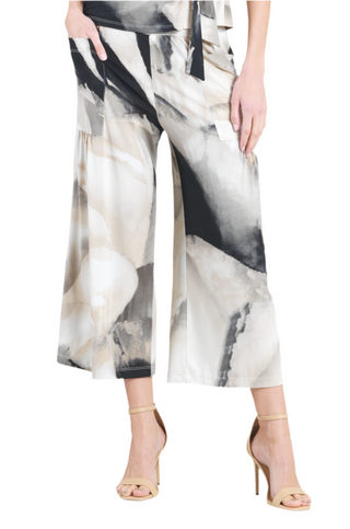 High Rise Gaucho Pants - Scrunch Pockets Watercolor