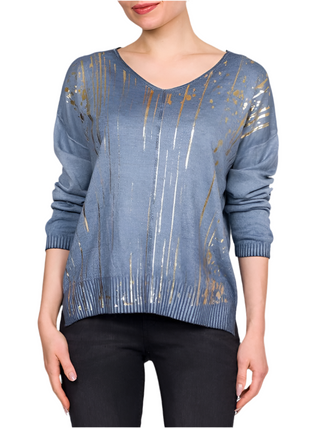 Gold Paint Stroke V-Neck Sweater