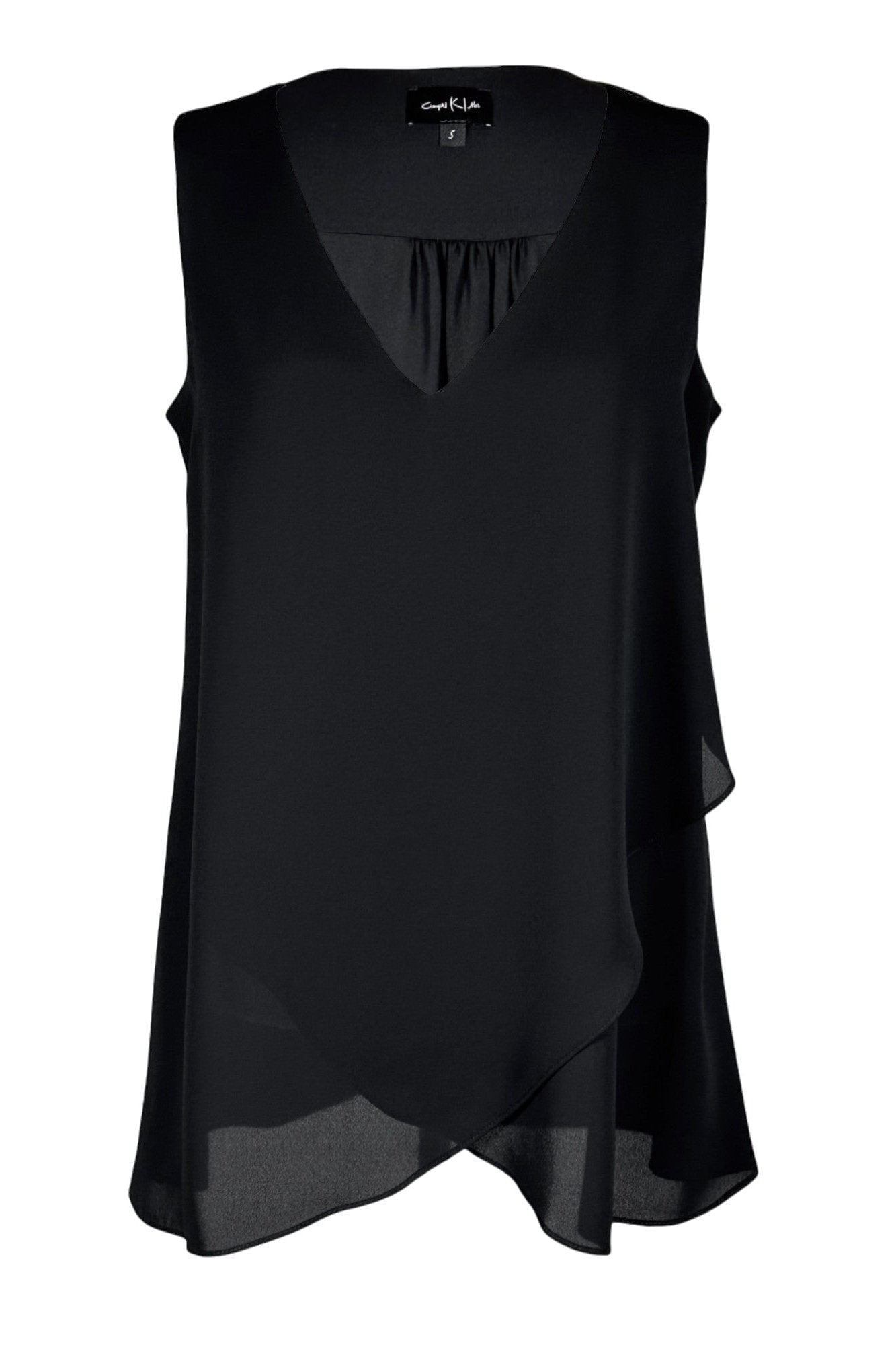 Women's Black Tank Top V-Neck Loose Fit Sleeveless by Compli-K