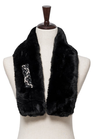 Black Faux Fur Pull Through Scarf