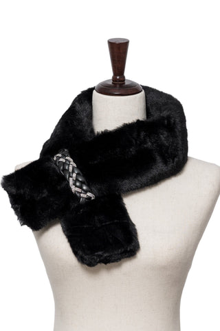 Black Faux Fur Pull Through Scarf