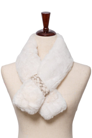 faux fur pull through scarf ivory