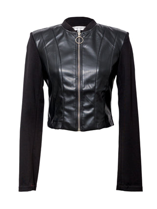 Cropped Faux Leather Jacket Moto Biker Patrizia Luca