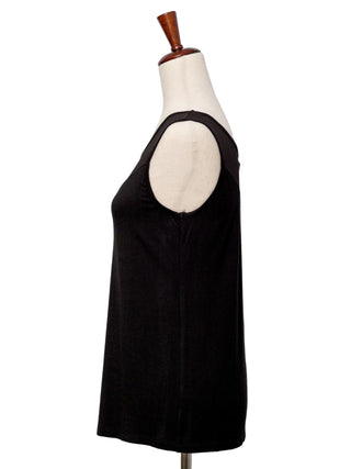 Perla Round Neck Sleeveless Mesh Top Black