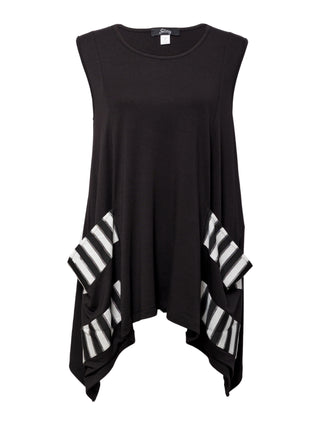 Women's Black Sleeveless Tunic Top for Summer and Leggings by Ever Sassy
