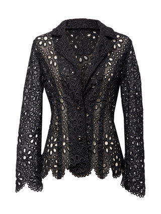 Women's Black Eyelet Blazer by Berek