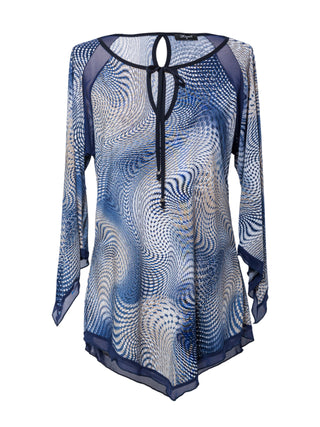 Women's Keyhole Tunic Top Blue Navy by Klaveli