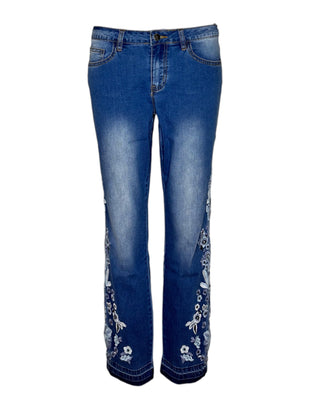 floral jeans embroidered jeans 