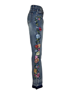 Flair Bright Floral Embroidered Jeans