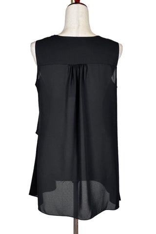 Sleeveless Black Tank Top V-Neck Loose Fit