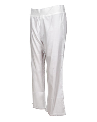 White Cotton Pull On Pants