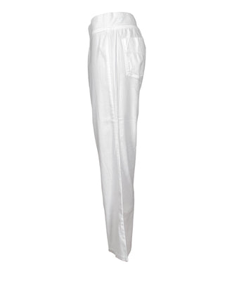 White Cotton Pull On Pants