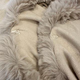 Ivory Faux Fur Trim Cuffs Shawl Cape