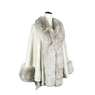 Ivory Faux Fur Trim Cuffs Shawl Cape