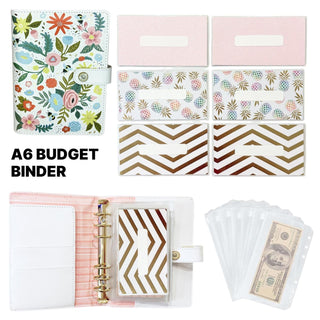 budget binder with tracking sheets and cash envelopes