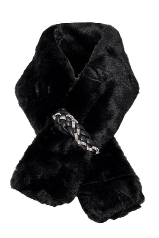 black faux fur pull through scarf