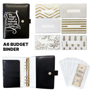 Budget Binder Black with Quote Cash Envelopes