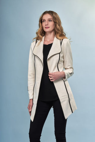 Insight Clothing Cream Faux Leather Jacket Long