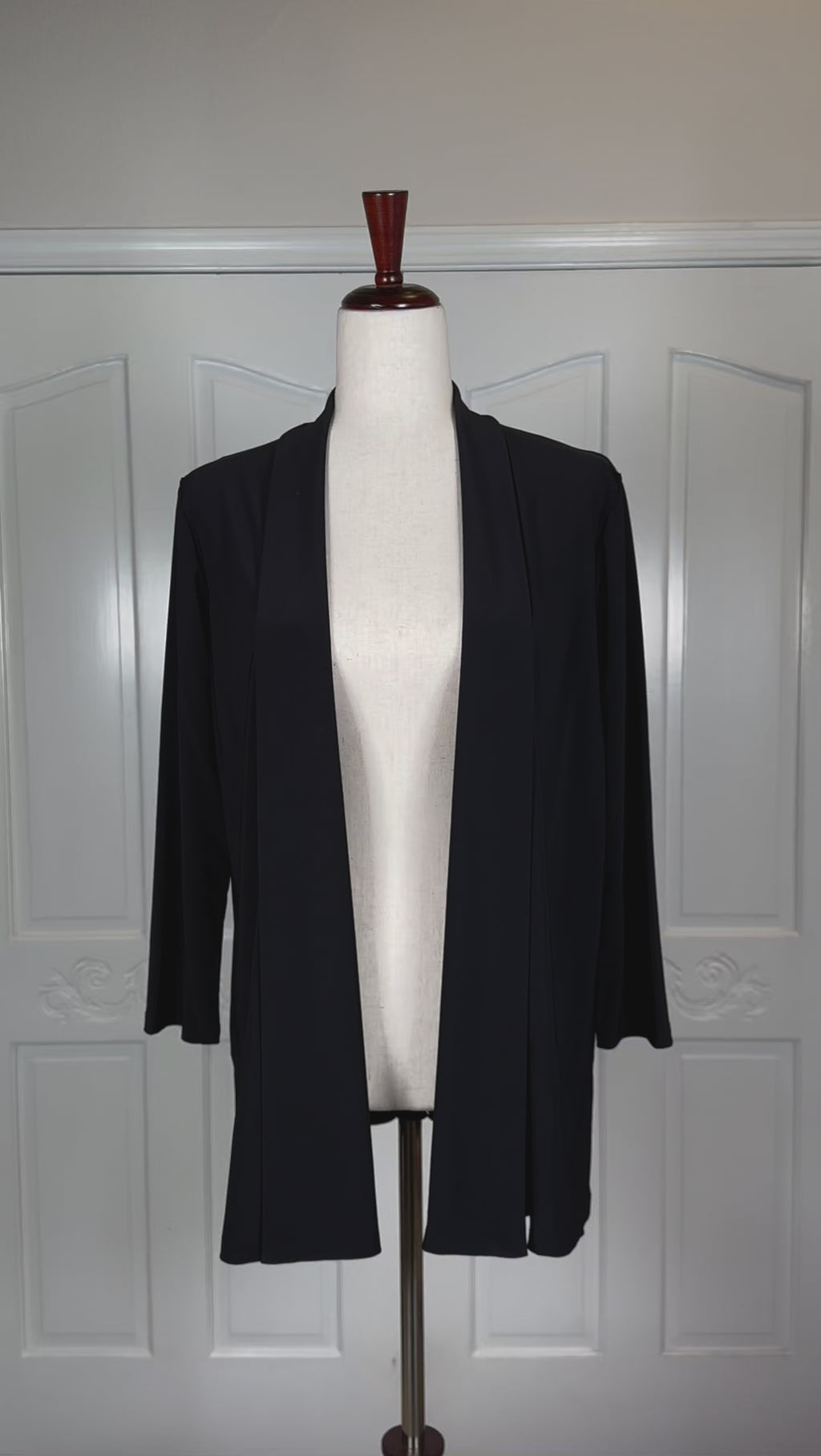 women's long sleeve black cardigan open front black