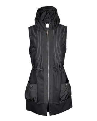 Women's Long Pinstripe Vest with Zipper by Reina Lee