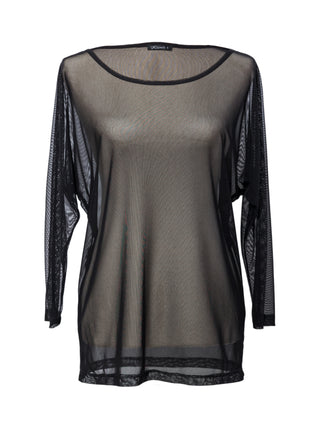 Black Mesh Top Long Sleeve - Sheer Mesh Top by Klaveli