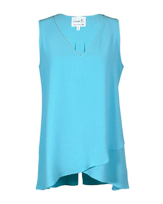 Turquoise top ladies sleeveless v neck top dressy Compli-K