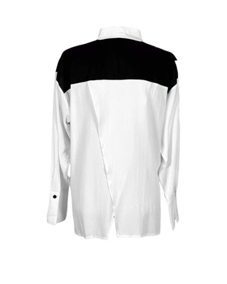 Asymmetrical Shirt Black and White Long Sleeve Top