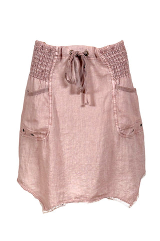 XCVI Clothing short linen skirt light pink asymmetrical hem