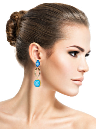 Blue drop statement earrings by Katya Belitskiy | Lala Love Moda Women's Online Clothing Boutique