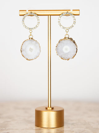 AMARA - White Statement Earrings - Lala Love Moda